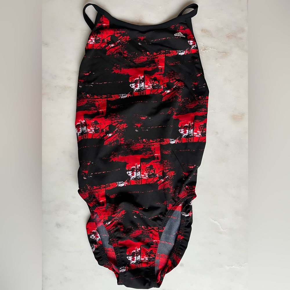 Adidas Vortex One Piece Swimsuit Black Red UPF 50 size 38